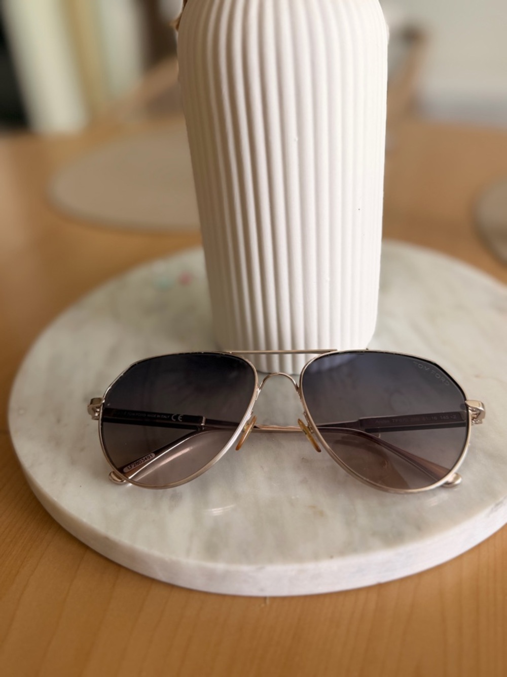 Tom Ford Aviator Sunglasses in Gold with Gradient Smoke Lenses